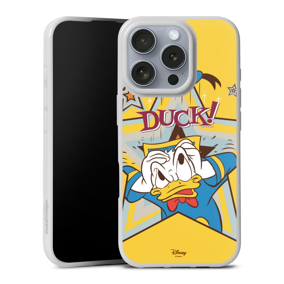 iPhone 16 Pro Handy Silikon Hülle Case weiß Handyhülle Official Licensed Product Donald Duck Disney Silikon Case