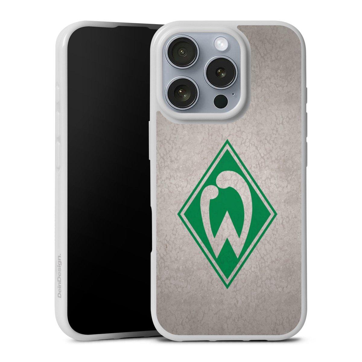 iPhone 16 Pro Handy Silikon Hülle Case weiß Handyhülle Sv Werder Bremen Concrete Official Licensed Product Silikon Case