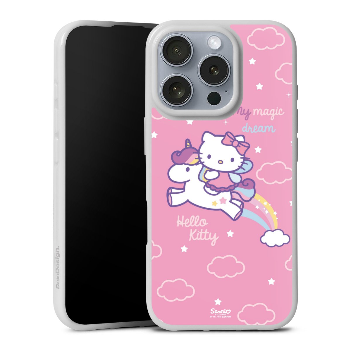 iPhone 16 Pro Handy Silikon Hülle Case weiß Handyhülle Einhorn Official Licensed Product Hello Kitty Silikon Case