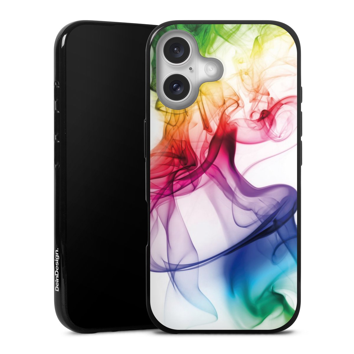 iPhone 16 Handy Silikon Hülle Case schwarz Handyhülle Water Colour Rainbow