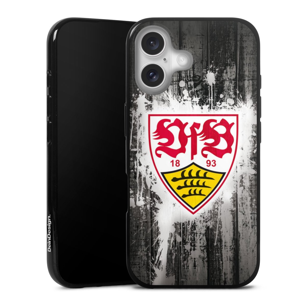 iPhone 16 Handy Silikon Hülle Case schwarz Handyhülle Vfb Stuttgart Official Licensed Product