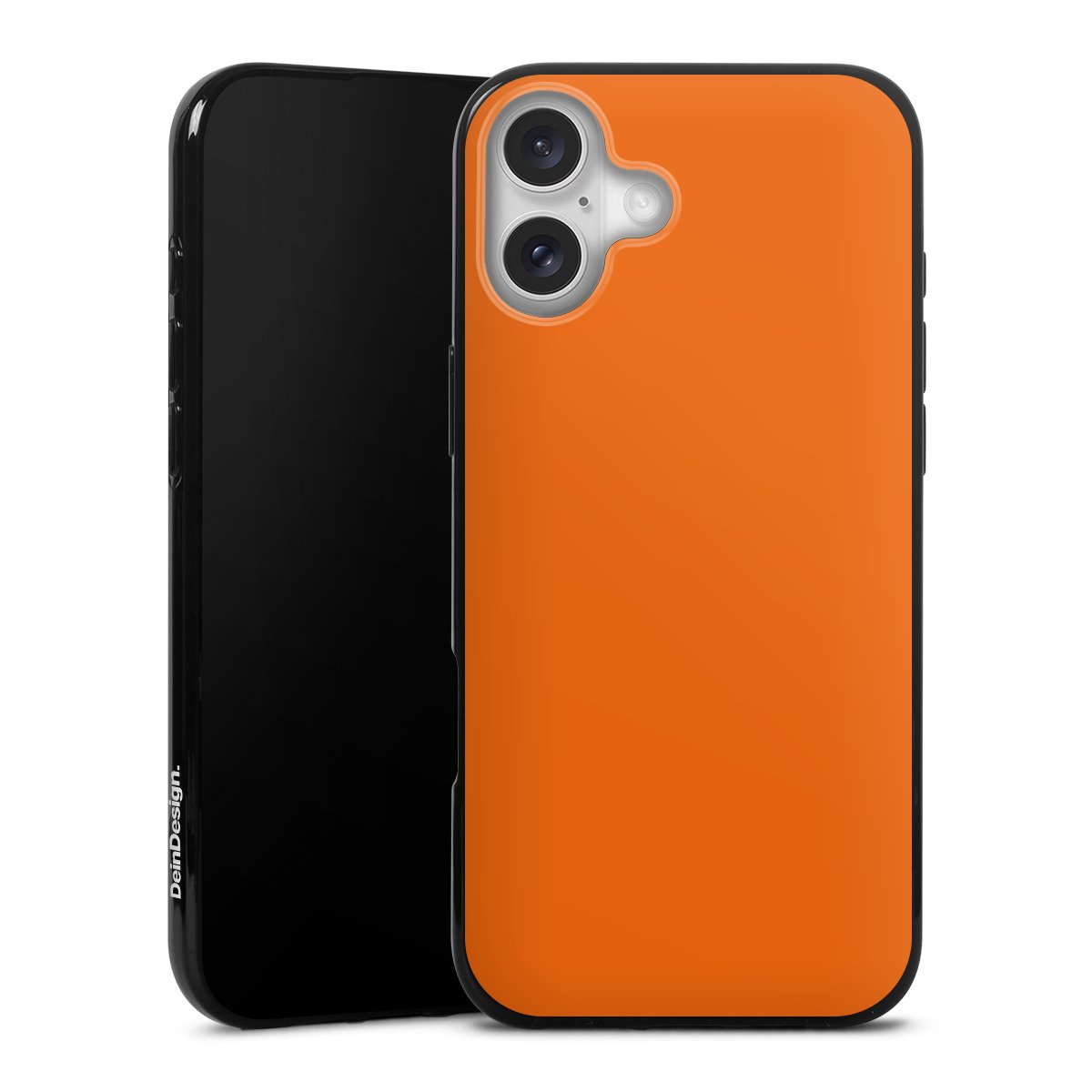 iPhone 16 Plus Handy Silikon Hülle Case schwarz Handyhülle Orange Unicoloured Colour