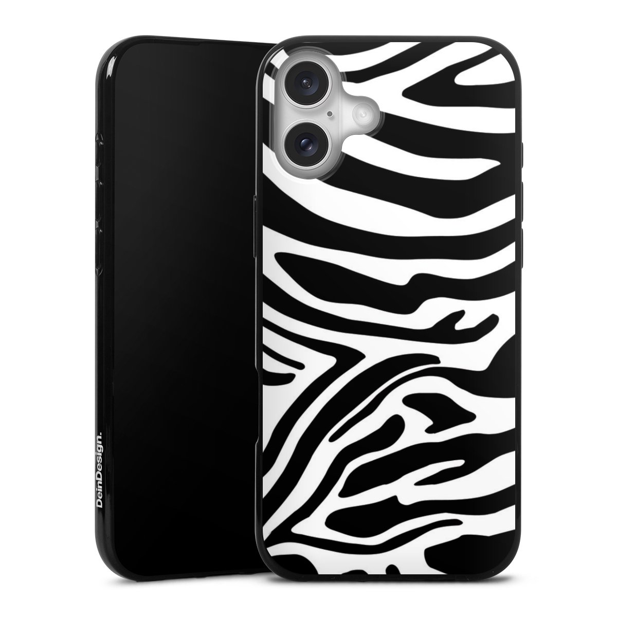 iPhone 16 Plus Handy Silikon Hülle Case schwarz Handyhülle Animal Look Zebra Animal Print