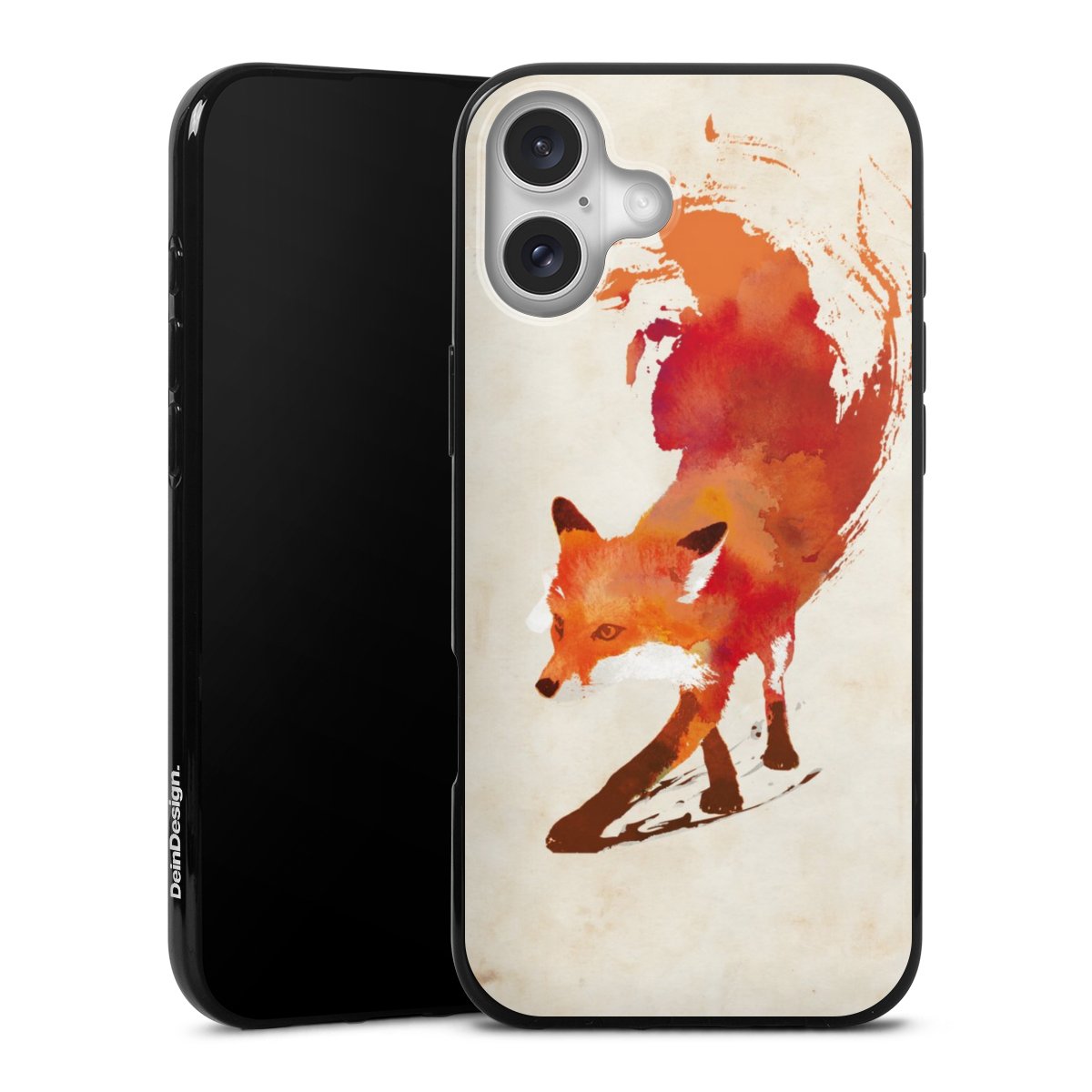 iPhone 16 Plus Handy Silikon Hülle Case schwarz Handyhülle Graphic Fox