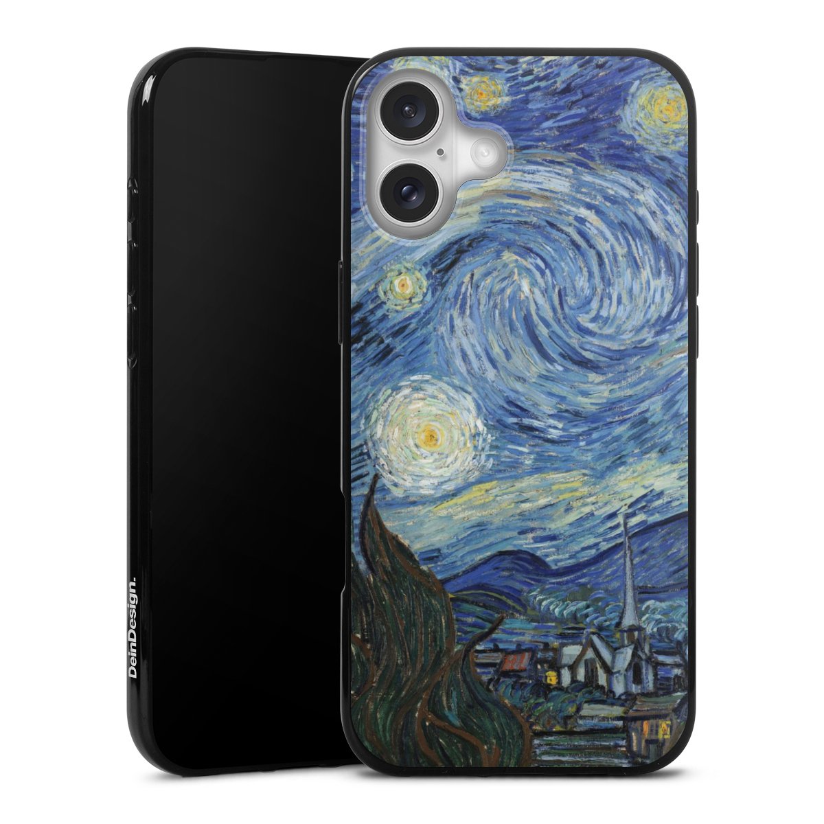 iPhone 16 Plus Handy Silikon Hülle Case schwarz Handyhülle Vincent Van Gogh The Starry Night Kunst