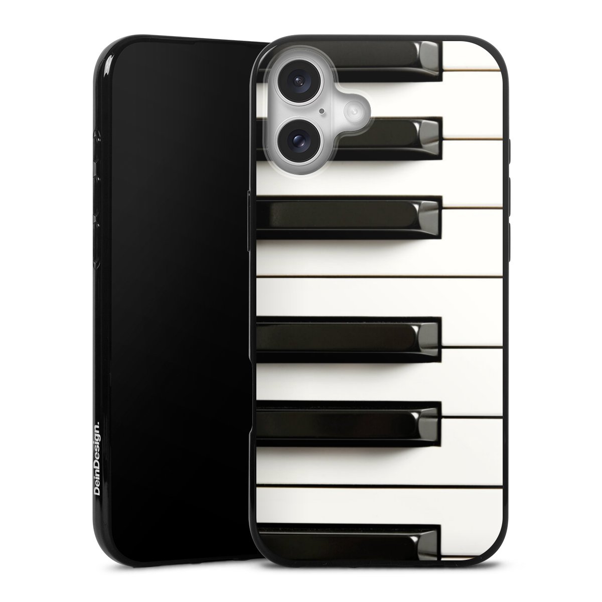 iPhone 16 Plus Handy Silikon Hülle Case schwarz Handyhülle Piano Klavier Music