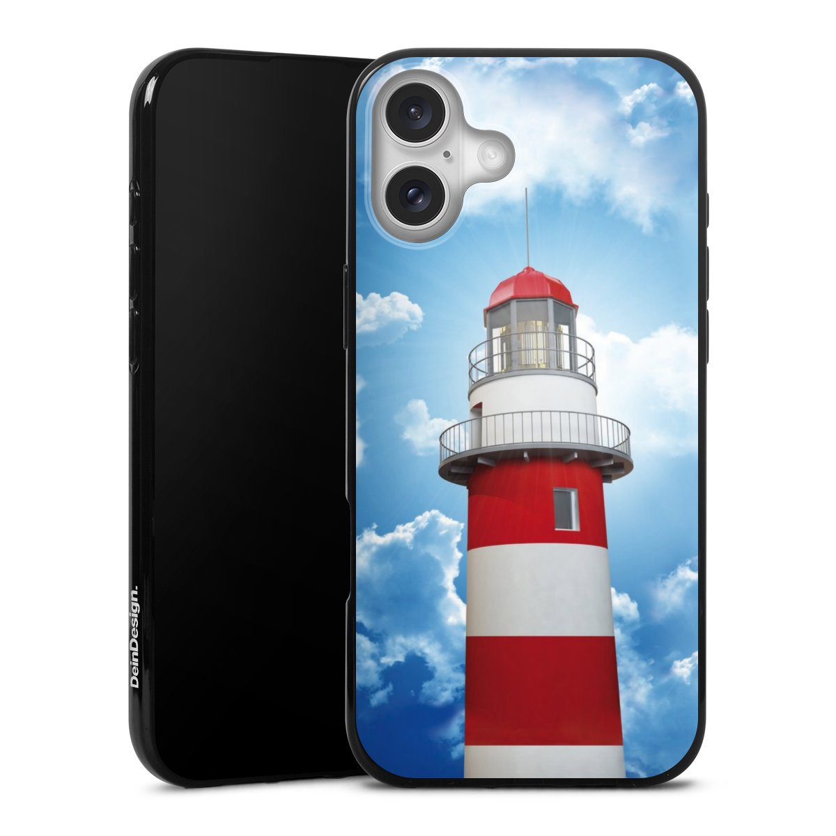 iPhone 16 Plus Handy Silikon Hülle Case schwarz Handyhülle Cloud Lighthouse Sky