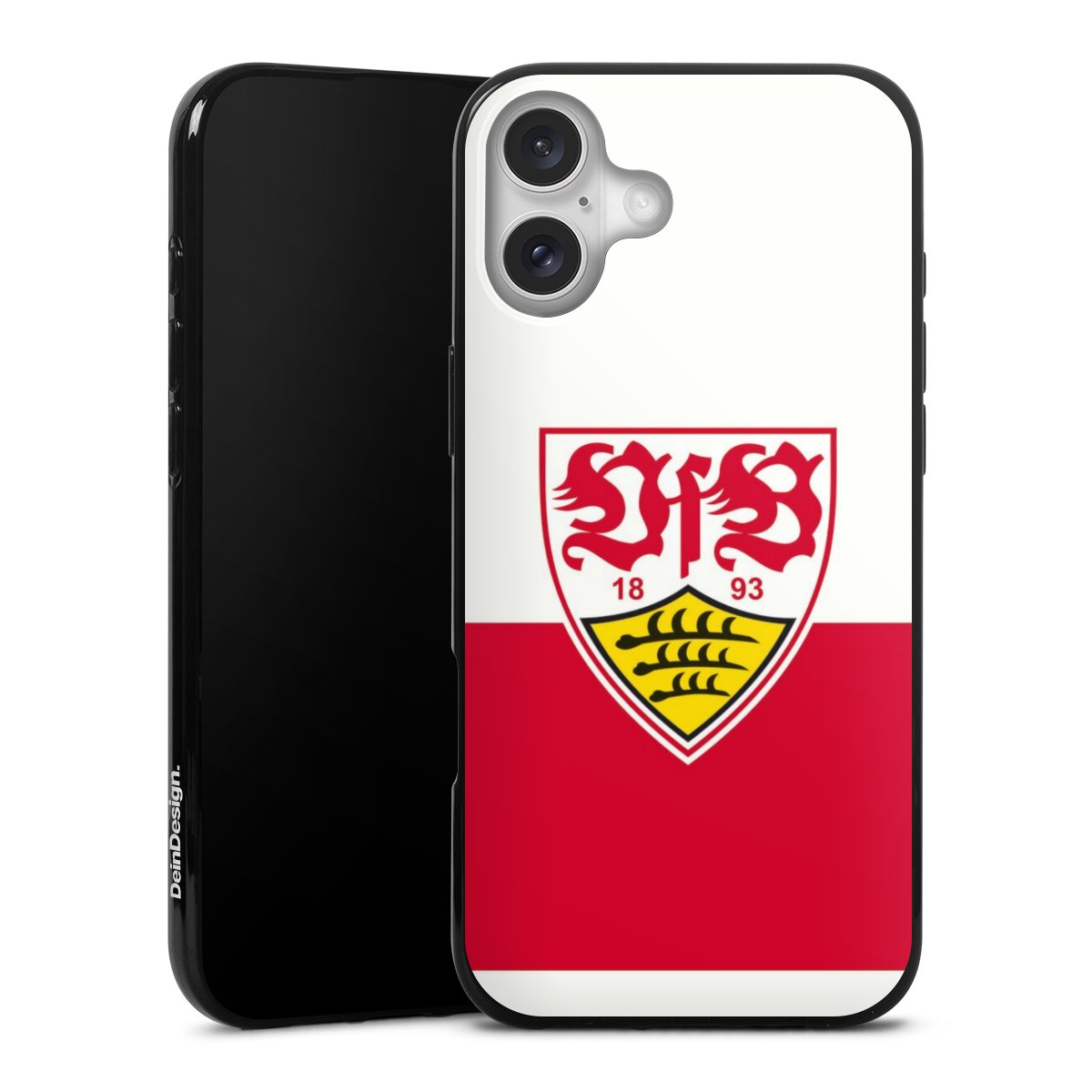 iPhone 16 Plus Handy Silikon Hülle Case schwarz Handyhülle Logo Official Licensed Product Vfb Stuttgart