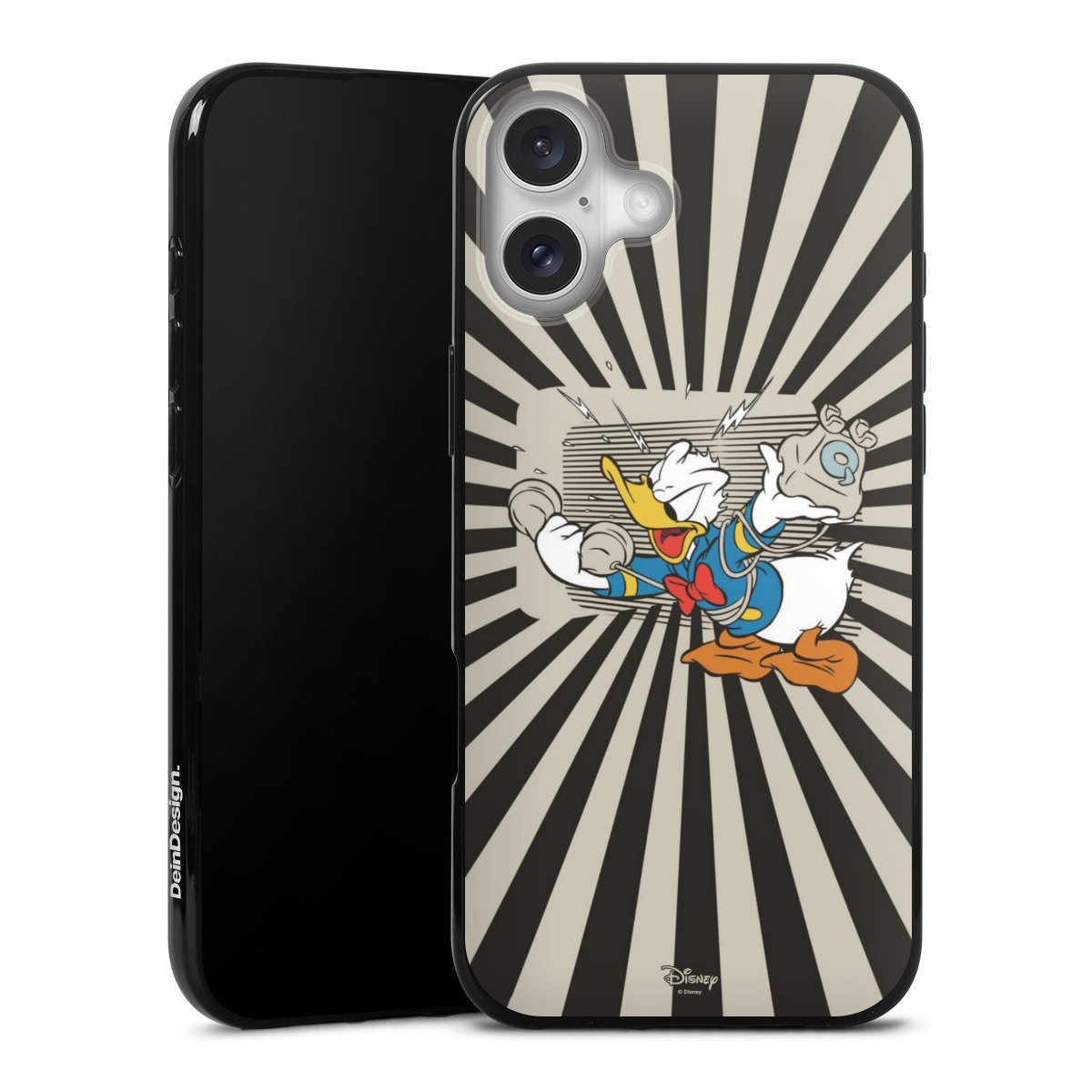 iPhone 16 Plus Handy Silikon Hülle Case schwarz Handyhülle Disney Donald Duck Official Licensed Product