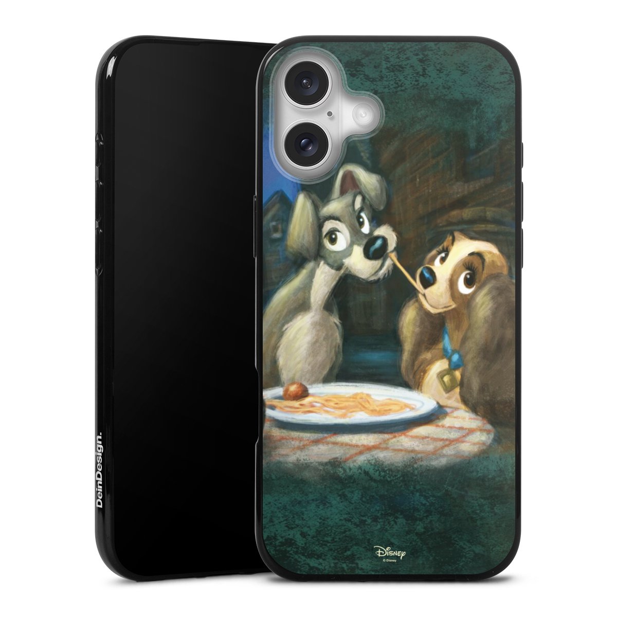 iPhone 16 Plus Handy Silikon Hülle Case schwarz Handyhülle Official Licensed Product Lady And The Tramp Disney