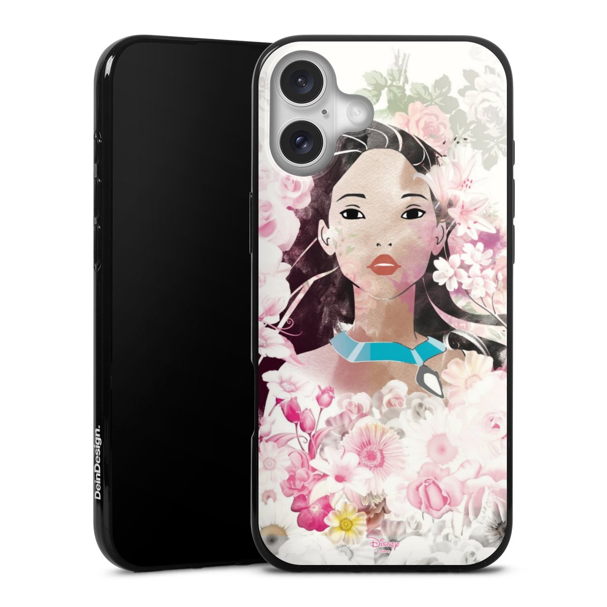 iPhone 16 Plus Handy Silikon Hülle Case schwarz Handyhülle Official Licensed Product Disney Pocahontas