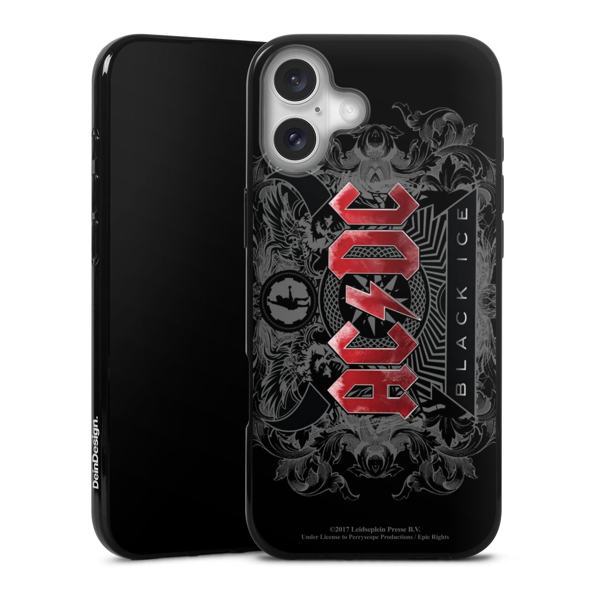 iPhone 16 Plus Handy Silikon Hülle Case schwarz Handyhülle Acdc Merchandise Black Ice