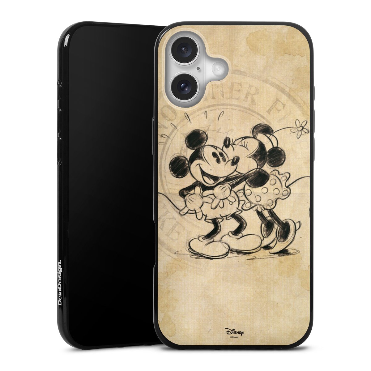 iPhone 16 Plus Handy Silikon Hülle Case schwarz Handyhülle Mickey Mouse Vintage Minnie Mouse