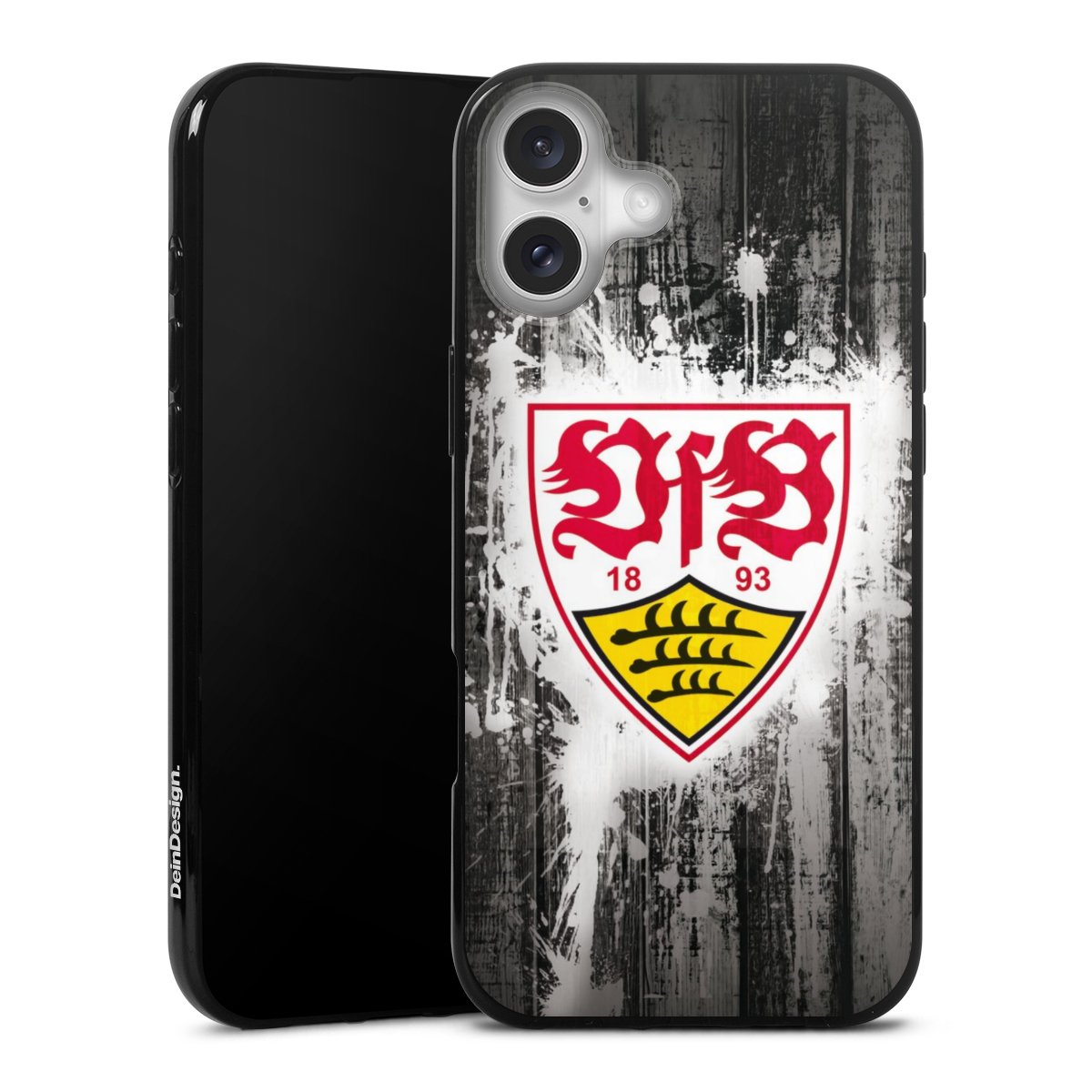 iPhone 16 Plus Handy Silikon Hülle Case schwarz Handyhülle Vfb Stuttgart Official Licensed Product