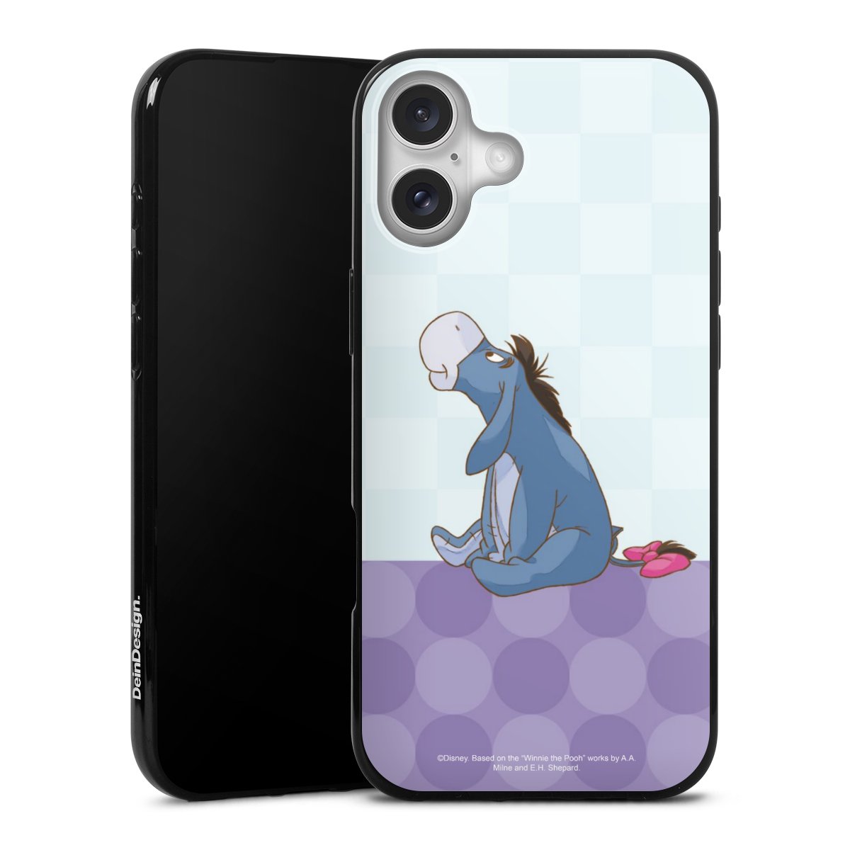 iPhone 16 Plus Handy Silikon Hülle Case schwarz Handyhülle Winnie The Pooh Disney Donkey