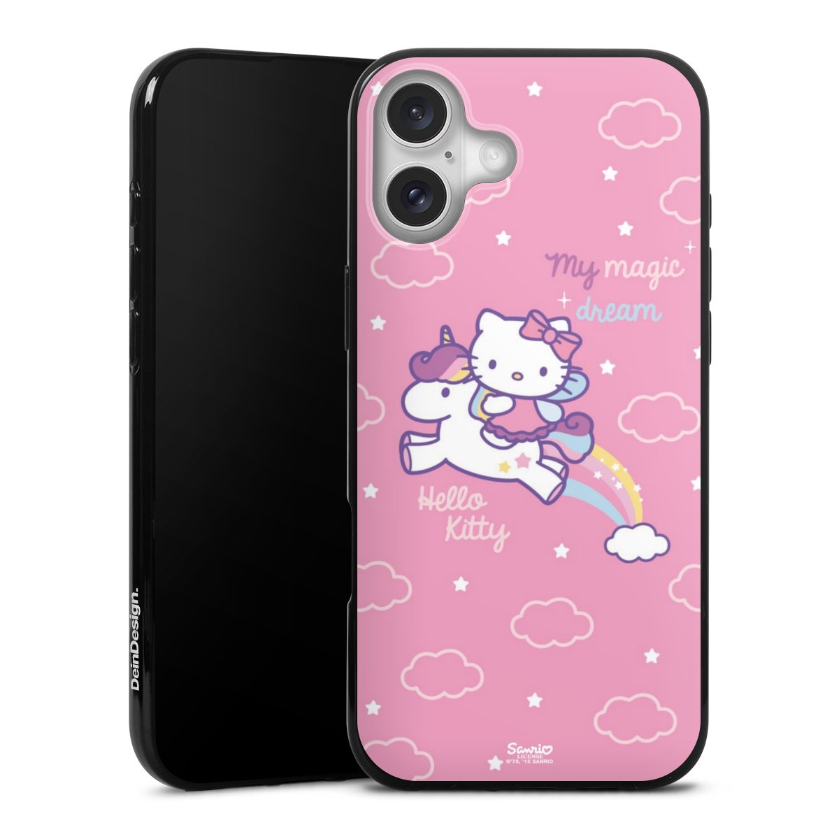 iPhone 16 Plus Handy Silikon Hülle Case schwarz Handyhülle Official Licensed Product Hello Kitty Einhorn