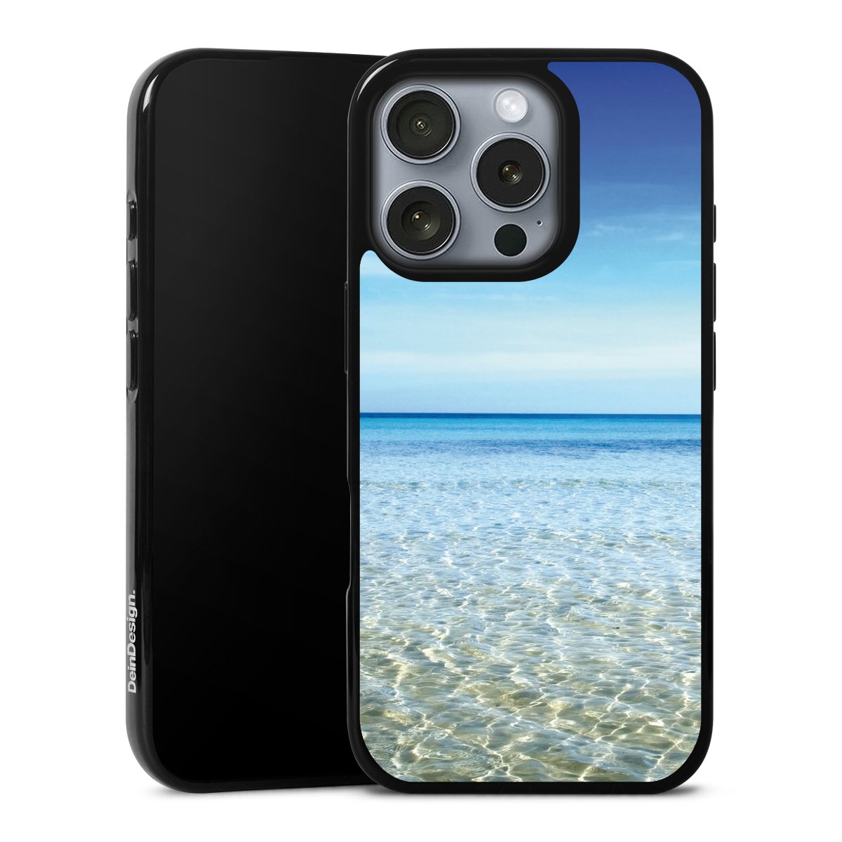 iPhone 16 Pro Handy Silikon Hülle Case schwarz Handyhülle Urlaub Sky Ocean