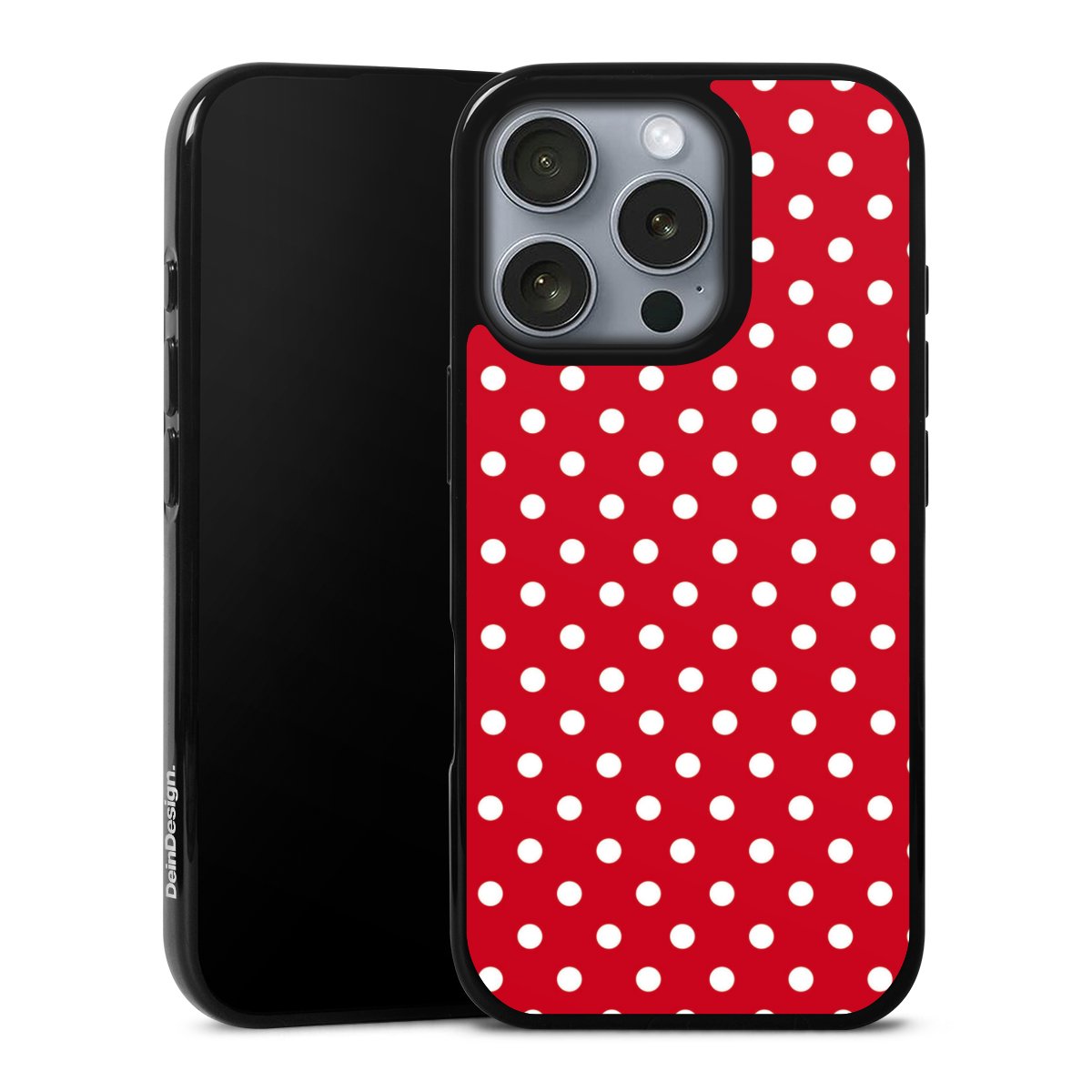 iPhone 16 Pro Handy Silikon Hülle Case schwarz Handyhülle Points Polka Dots Retro