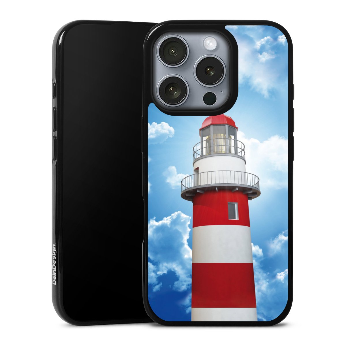 iPhone 16 Pro Handy Silikon Hülle Case schwarz Handyhülle Lighthouse Sky Cloud