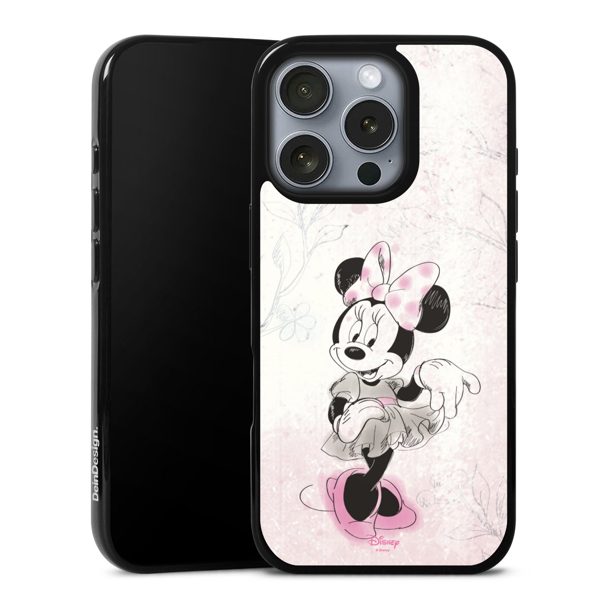 iPhone 16 Pro Handy Silikon Hülle Case schwarz Handyhülle Disney Minnie Mouse Vintage