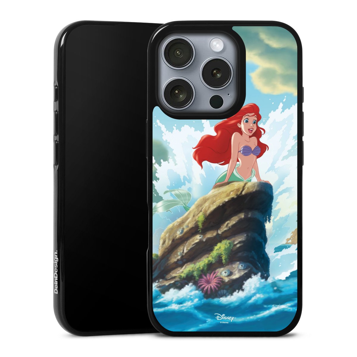 iPhone 16 Pro Handy Silikon Hülle Case schwarz Handyhülle Mermaid Arielle Die Meerjungfrau Official Licensed Product