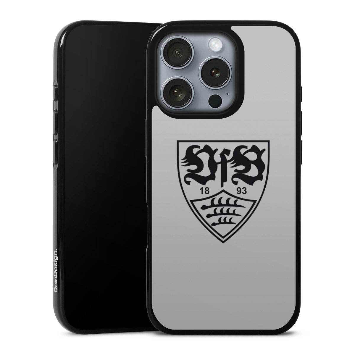 iPhone 16 Pro Handy Silikon Hülle Case schwarz Handyhülle Logo Vfb Stuttgart Official Licensed Product