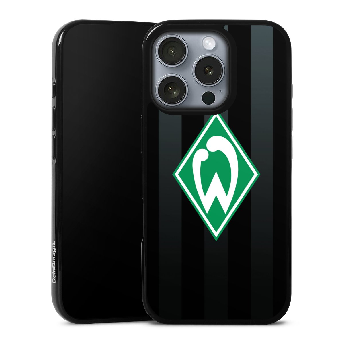 iPhone 16 Pro Handy Silikon Hülle Case schwarz Handyhülle Stripes Sv Werder Bremen Official Licensed Product