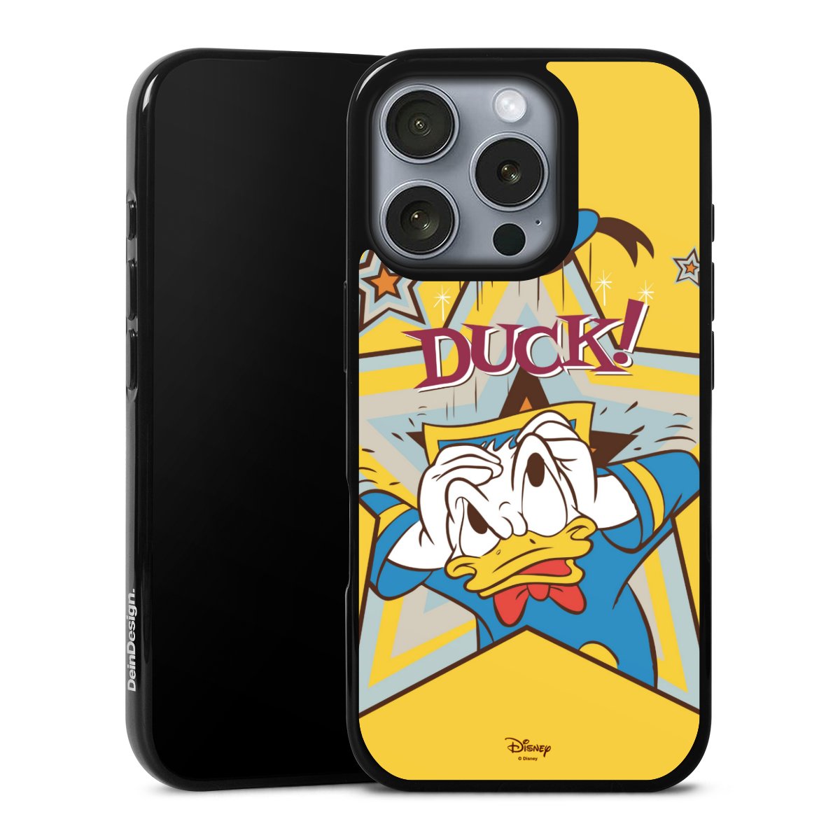 iPhone 16 Pro Handy Silikon Hülle Case schwarz Handyhülle Official Licensed Product Donald Duck Disney