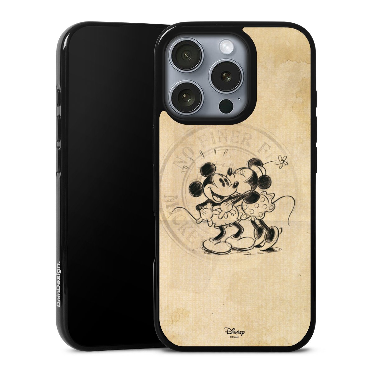 iPhone 16 Pro Handy Silikon Hülle Case schwarz Handyhülle Mickey Mouse Vintage Minnie Mouse