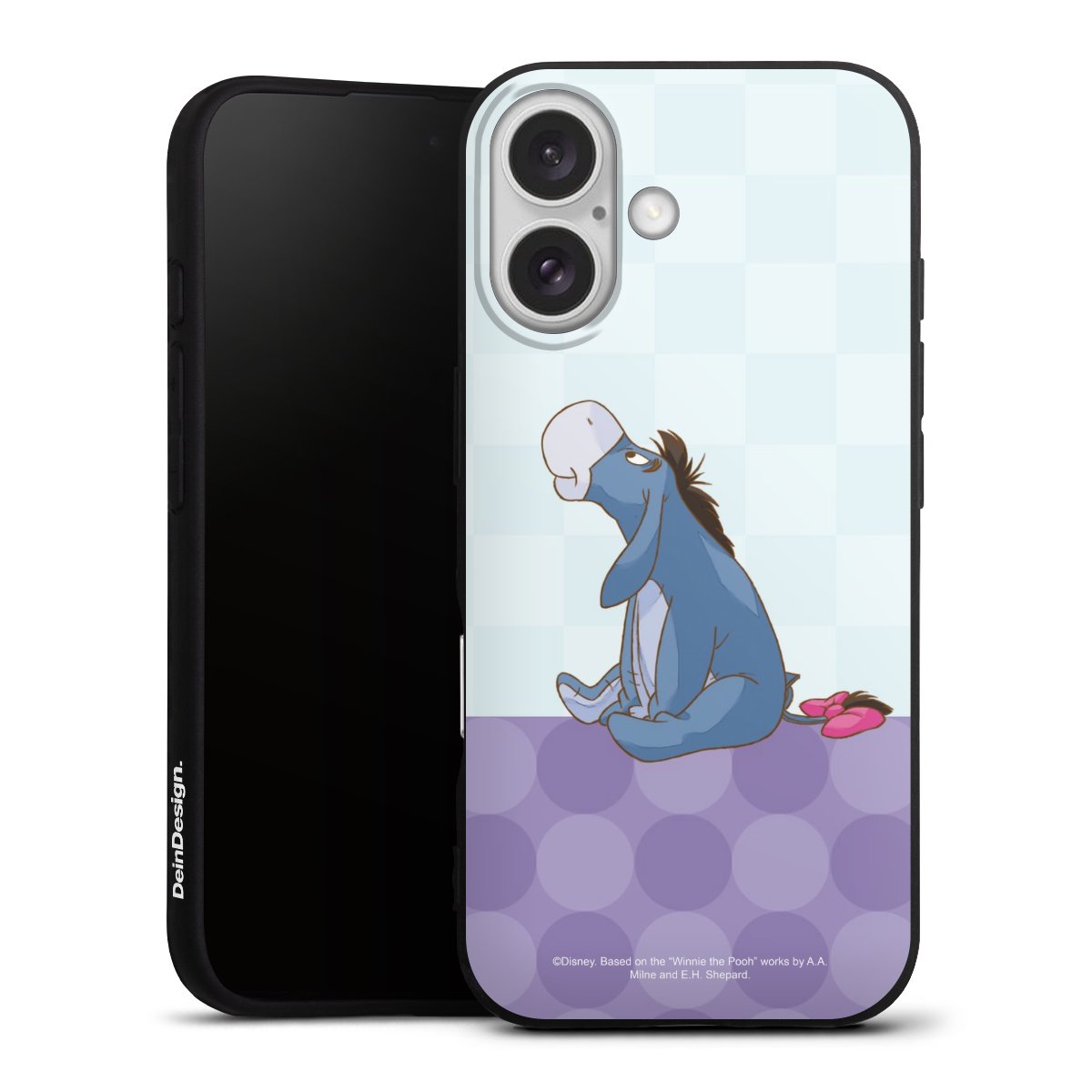 iPhone 16 Handy Premium Silikon Hülle Handyhülle schwarz Case Disney Donkey Winnie The Pooh Silikon Premium Case