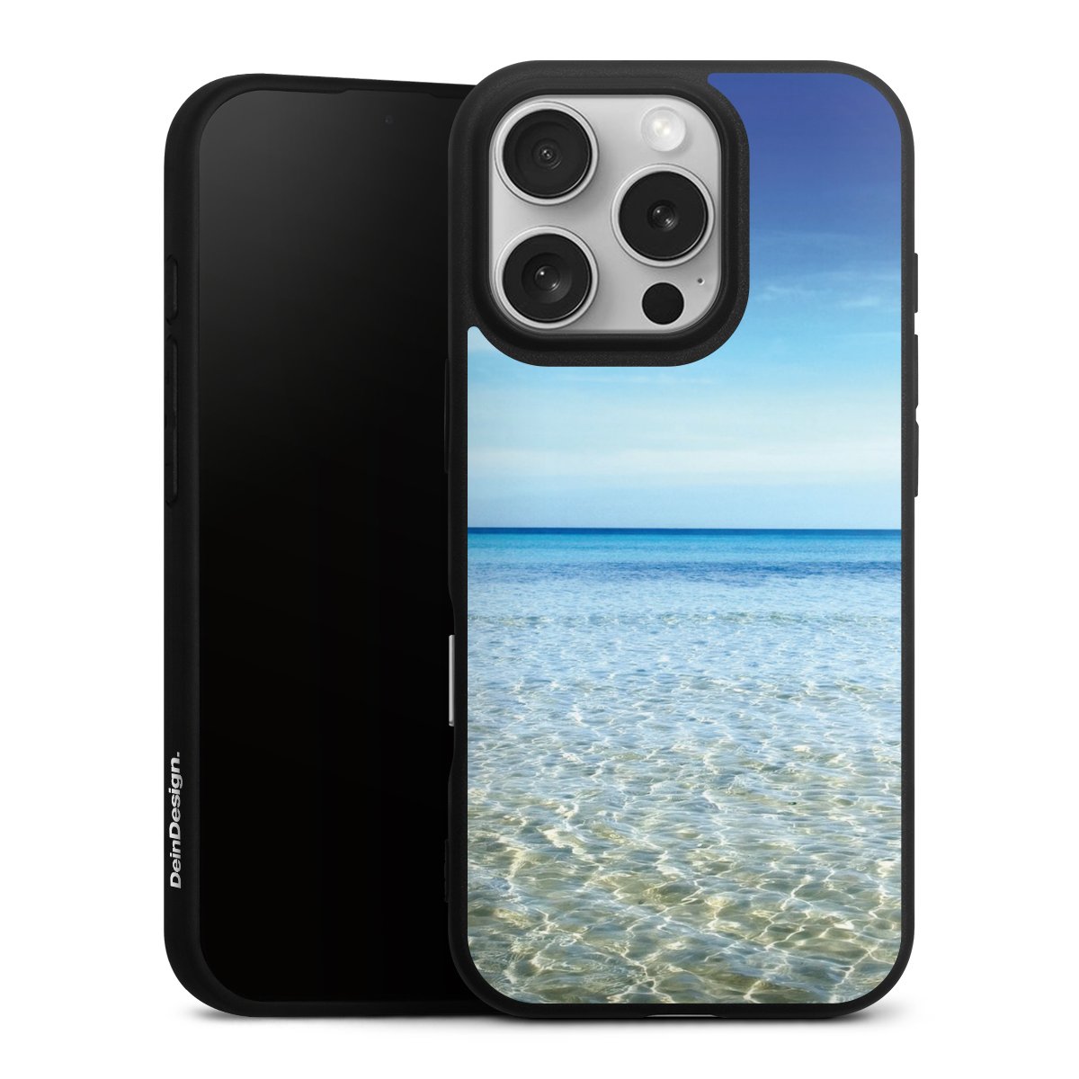 iPhone 16 Pro Handy Premium Silikon Hülle Handyhülle schwarz Case Urlaub Sky Ocean Silikon Premium Case