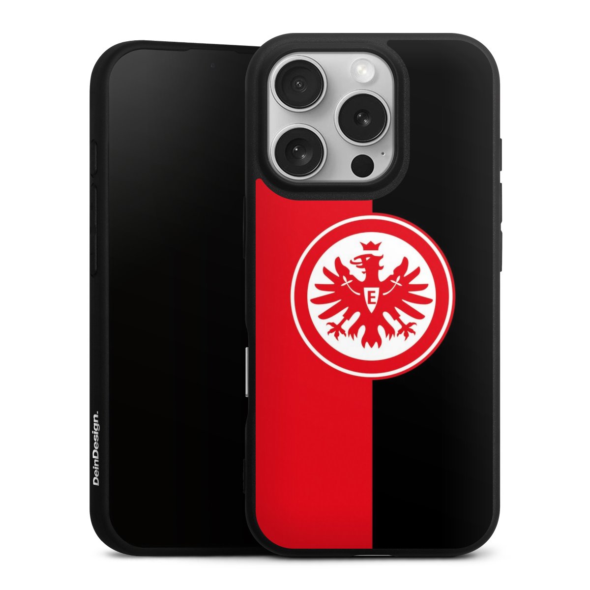 iPhone 16 Pro Handy Premium Silikon Hülle Handyhülle schwarz Case Official Licensed Product Eintracht Frankfurt Sge Silikon Premium Case