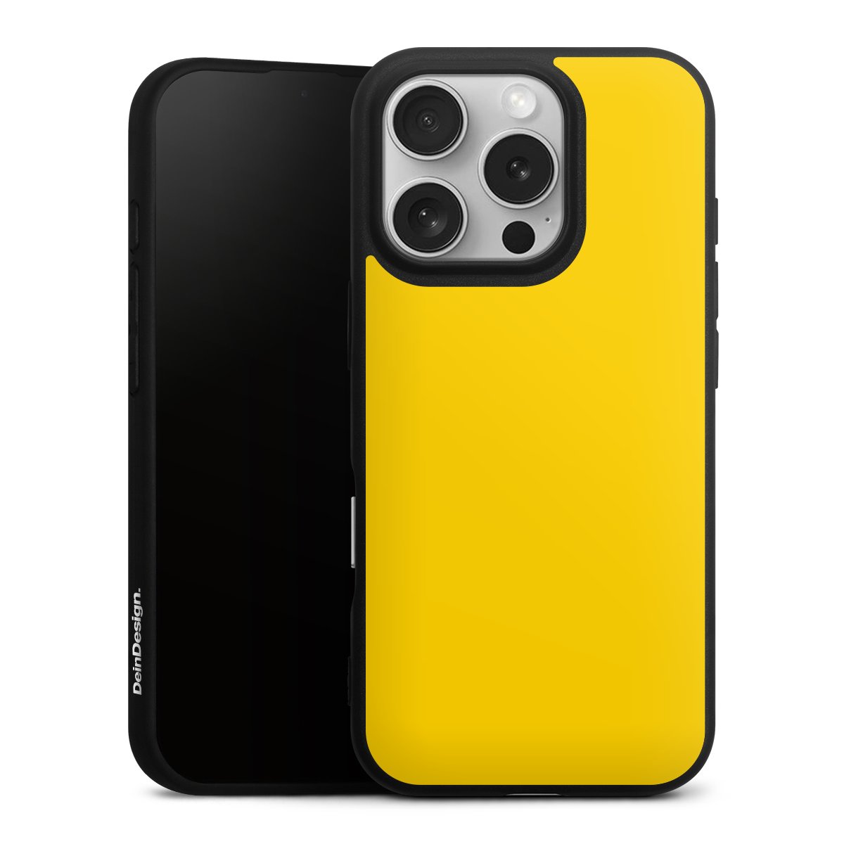 iPhone 16 Pro Handy Premium Silikon Hülle Handyhülle schwarz Case Yellow Unicoloured Colour Silikon Premium Case