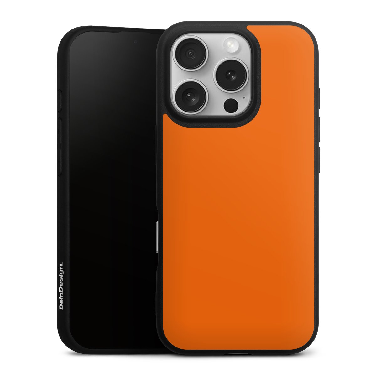 iPhone 16 Pro Handy Premium Silikon Hülle Handyhülle schwarz Case Orange Colour Unicoloured Silikon Premium Case