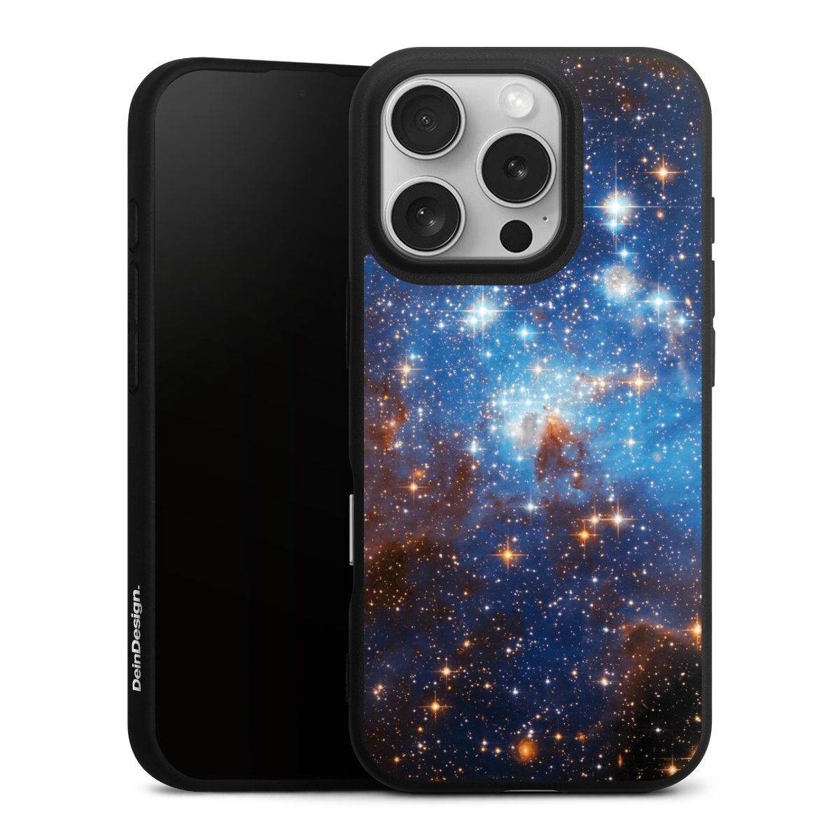 iPhone 16 Pro Handy Premium Silikon Hülle Handyhülle schwarz Case Star Weltall Galaxy Silikon Premium Case