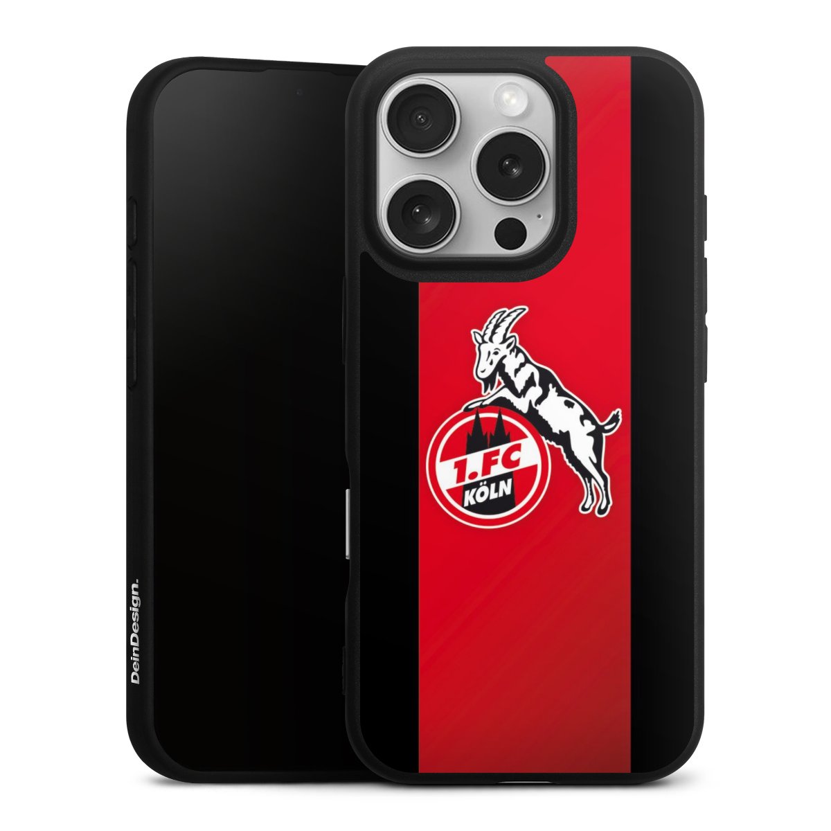 iPhone 16 Pro Handy Premium Silikon Hülle Handyhülle schwarz Case Official Licensed Product Billy Goat Hennes 1. Fc Köln Silikon Premium Case