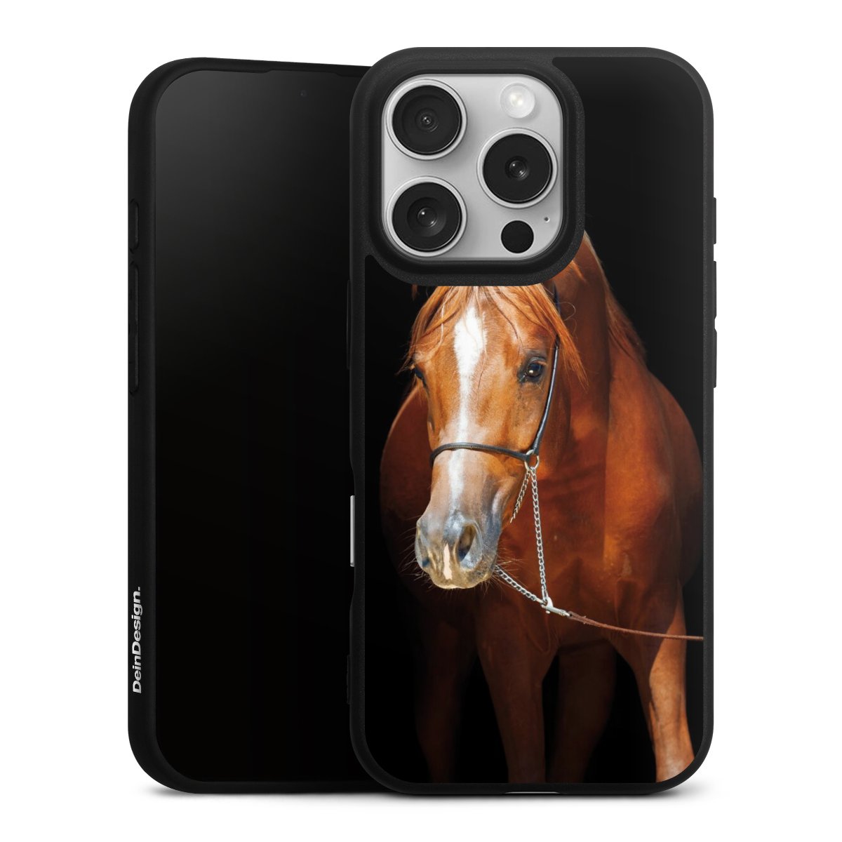 iPhone 16 Pro Handy Premium Silikon Hülle Handyhülle schwarz Case Mare Horse Hobby Silikon Premium Case