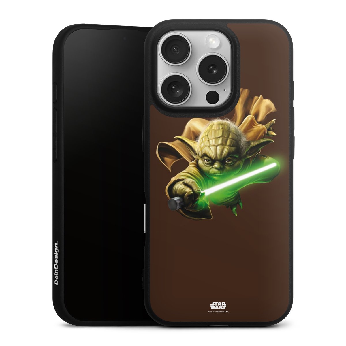 iPhone 16 Pro Handy Premium Silikon Hülle Handyhülle schwarz Case Yoda Merchandise Star Wars Silikon Premium Case