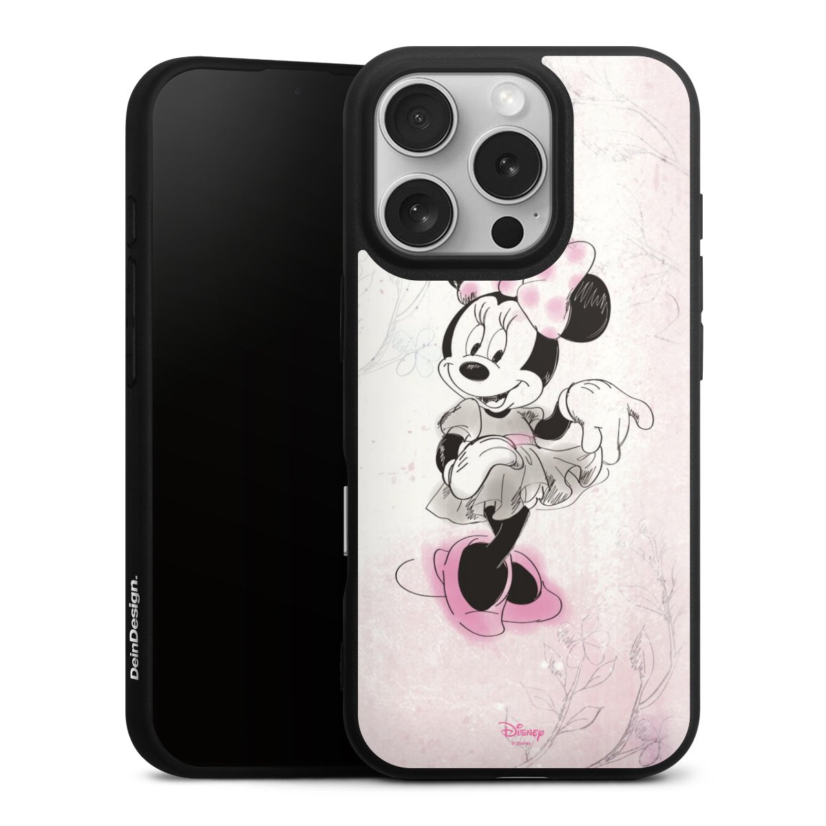 iPhone 16 Pro Handy Premium Silikon Hülle Handyhülle schwarz Case Disney Minnie Mouse Vintage Silikon Premium Case