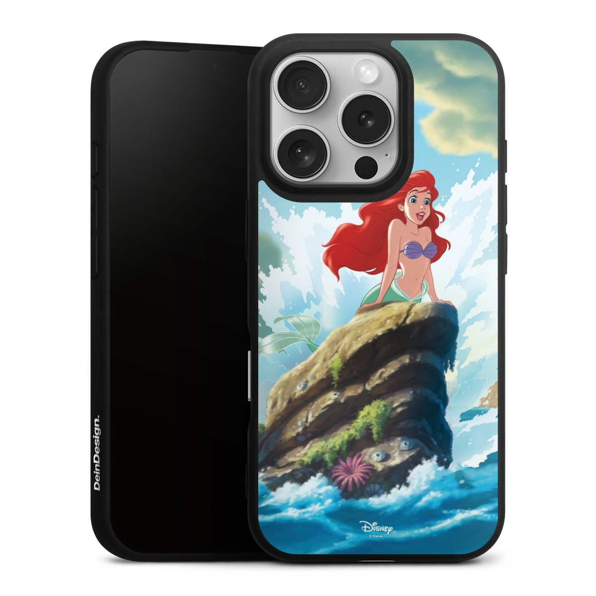 iPhone 16 Pro Handy Premium Silikon Hülle Handyhülle schwarz Case Mermaid Arielle Die Meerjungfrau Official Licensed Product Silikon Premium Case