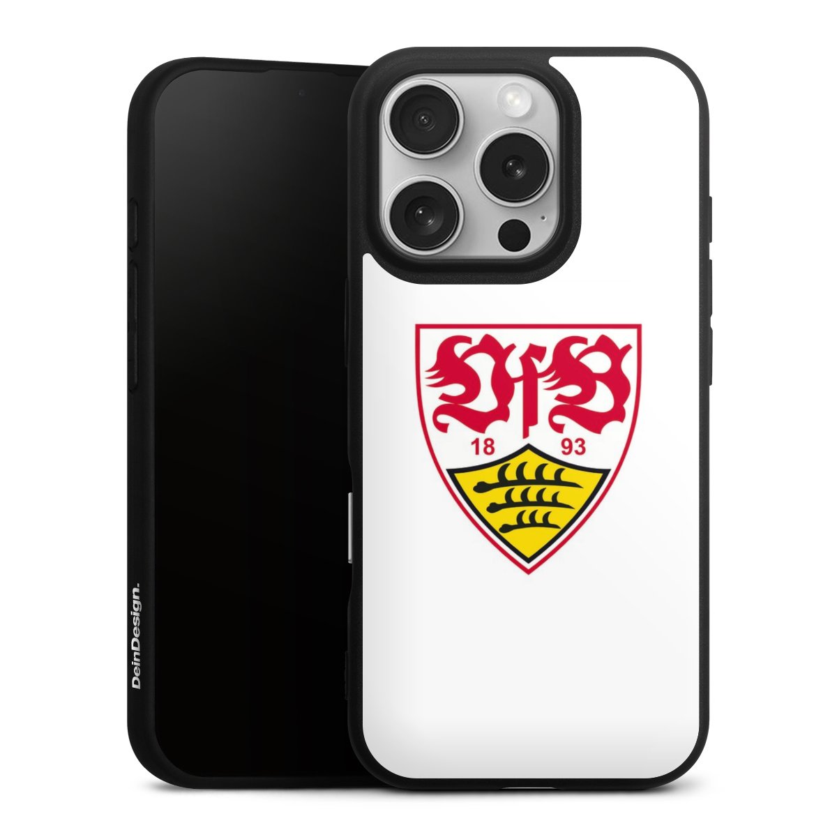 iPhone 16 Pro Handy Premium Silikon Hülle Handyhülle schwarz Case Logo Official Licensed Product Vfb Stuttgart Silikon Premium Case