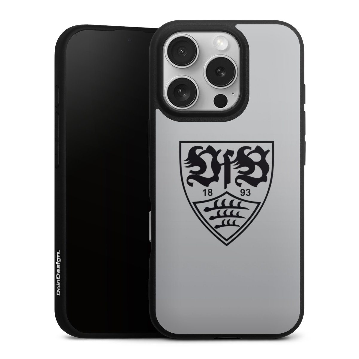 iPhone 16 Pro Handy Premium Silikon Hülle Handyhülle schwarz Case Logo Vfb Stuttgart Official Licensed Product Silikon Premium Case