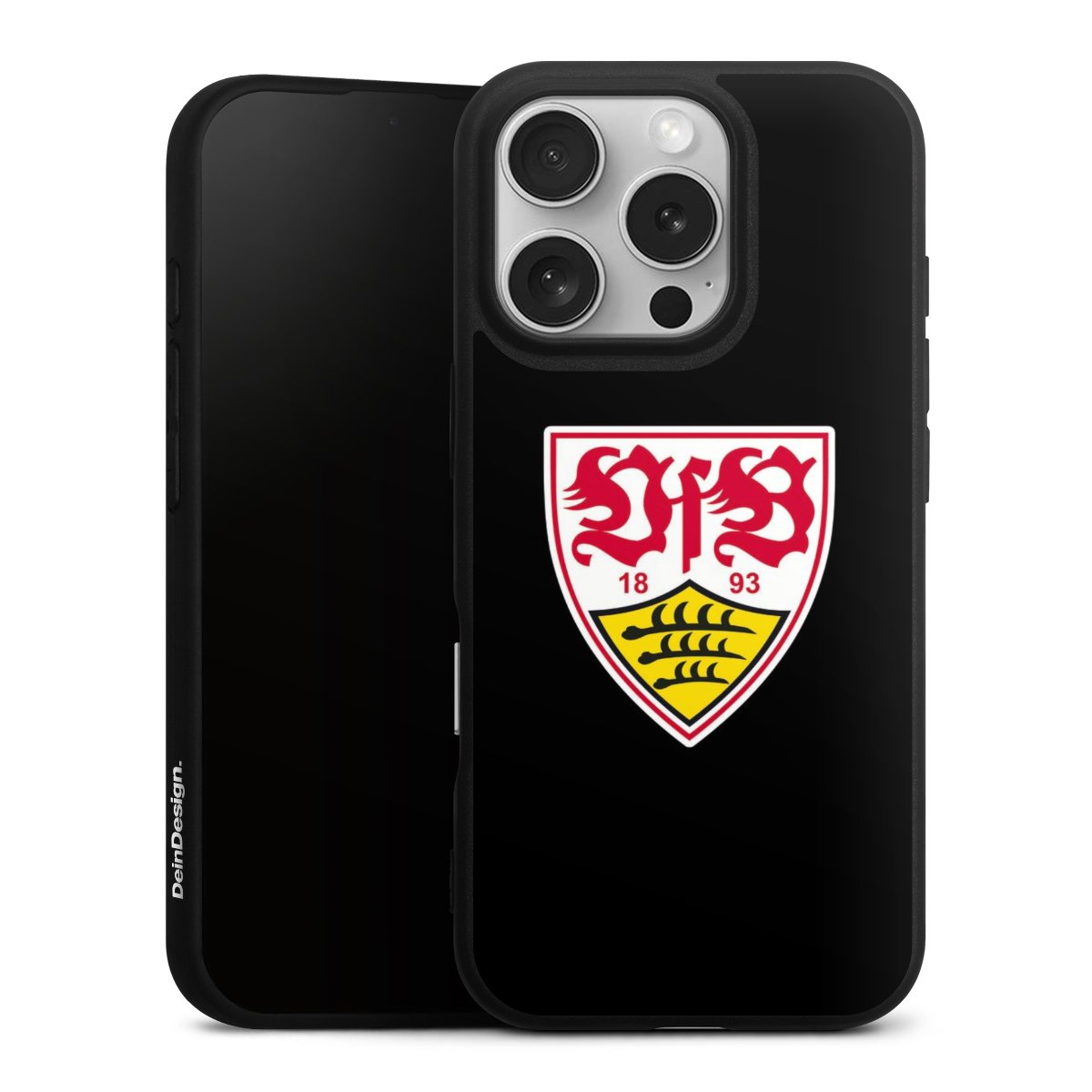 iPhone 16 Pro Handy Premium Silikon Hülle Handyhülle schwarz Case Vfb Stuttgart Official Licensed Product Coat Of Arms Silikon Premium Case