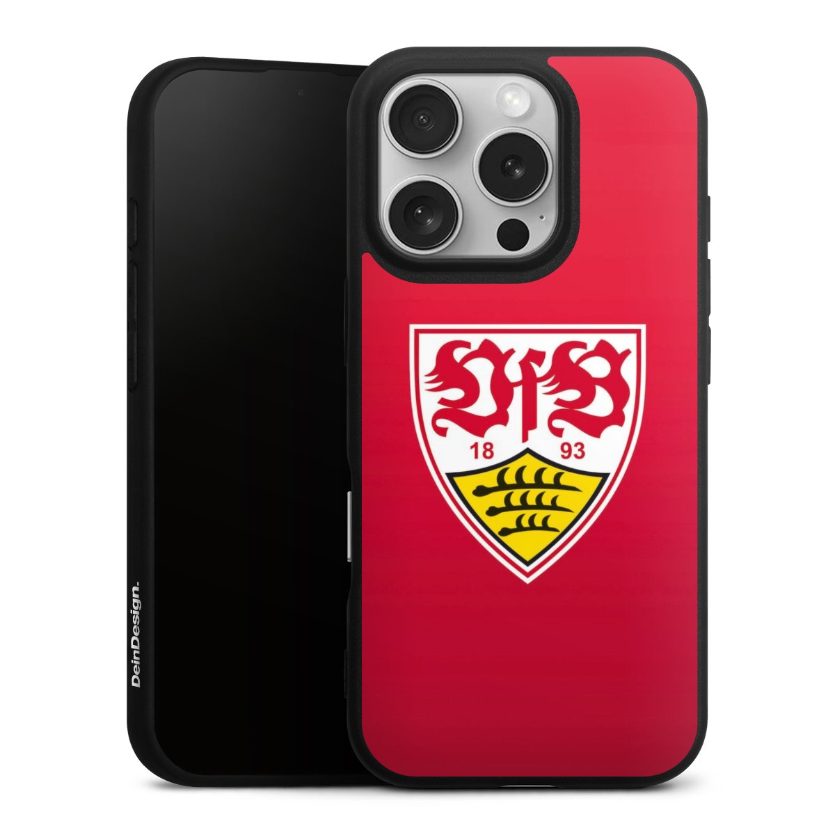 iPhone 16 Pro Handy Premium Silikon Hülle Handyhülle schwarz Case Official Licensed Product Vfb Stuttgart Silikon Premium Case