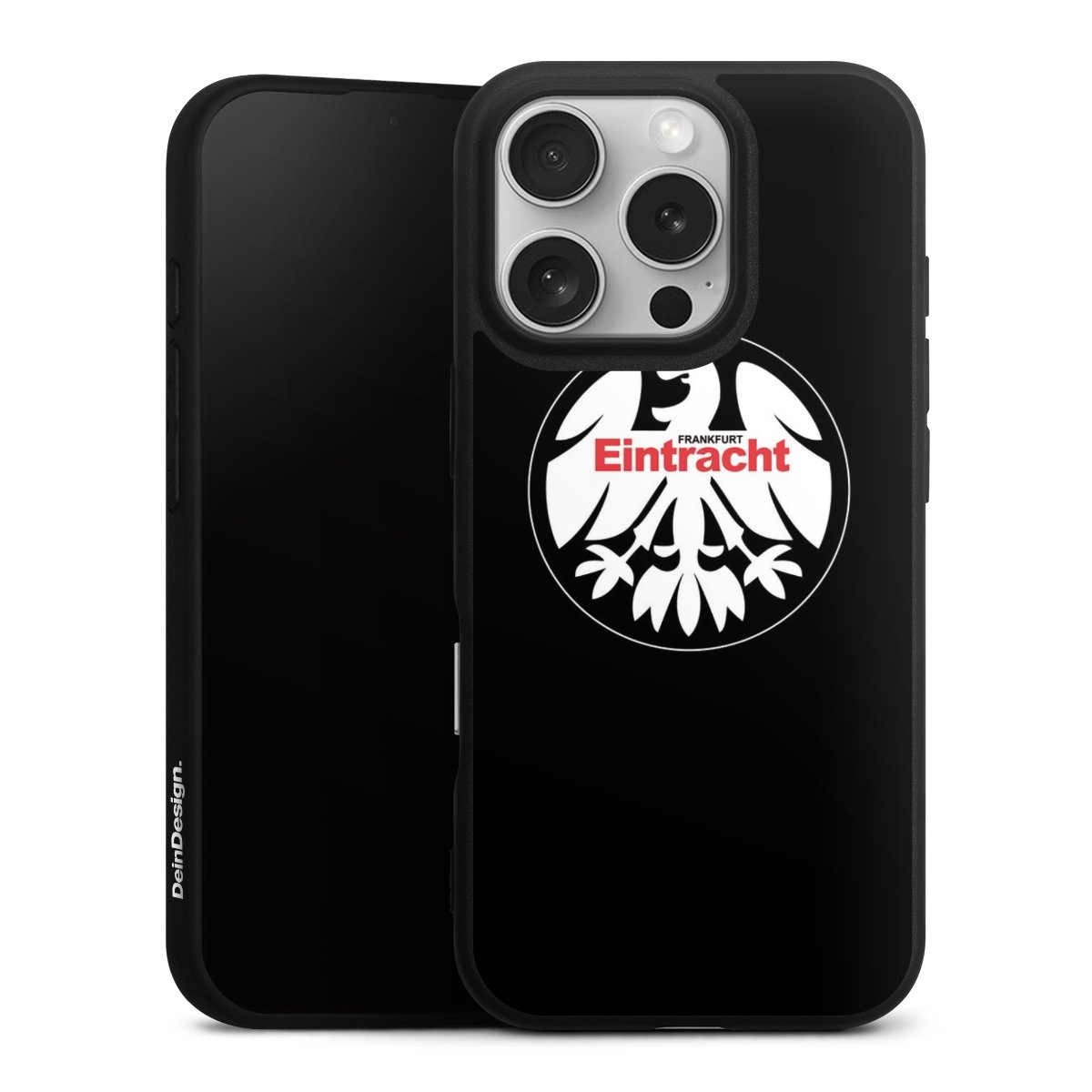 iPhone 16 Pro Handy Premium Silikon Hülle Handyhülle schwarz Case Official Licensed Product Eintracht Frankfurt Sge Silikon Premium Case