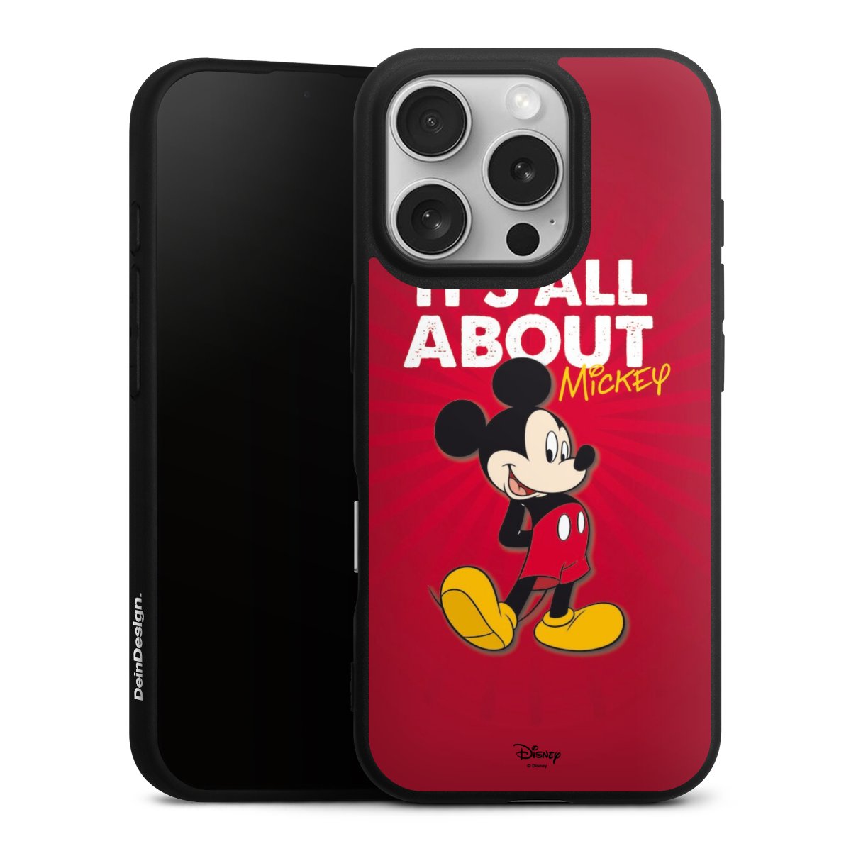 iPhone 16 Pro Handy Premium Silikon Hülle Handyhülle schwarz Case Mouse Disney Official Licensed Product Silikon Premium Case