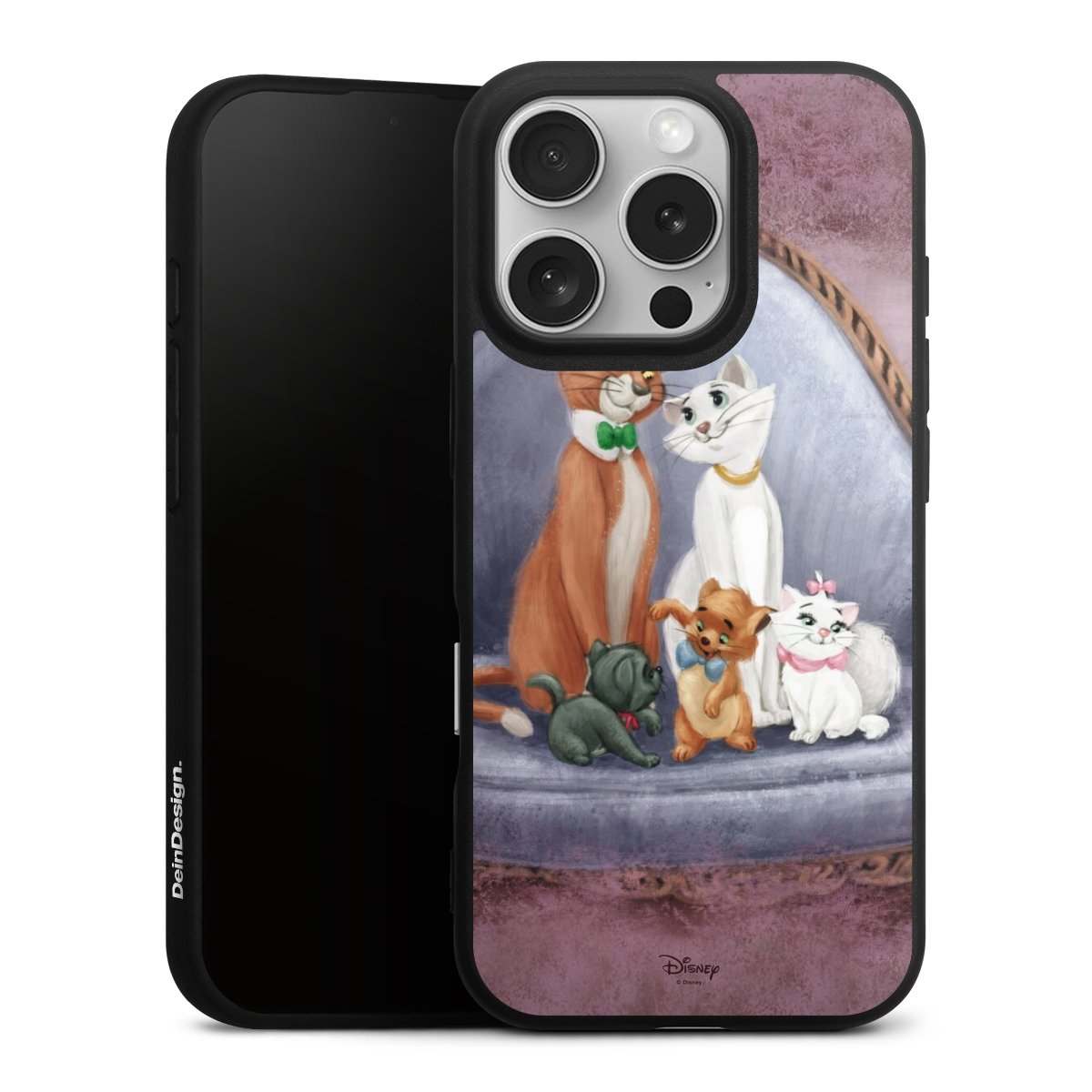 iPhone 16 Pro Handy Premium Silikon Hülle Handyhülle schwarz Case Official Licensed Product Disney Aristocats Silikon Premium Case