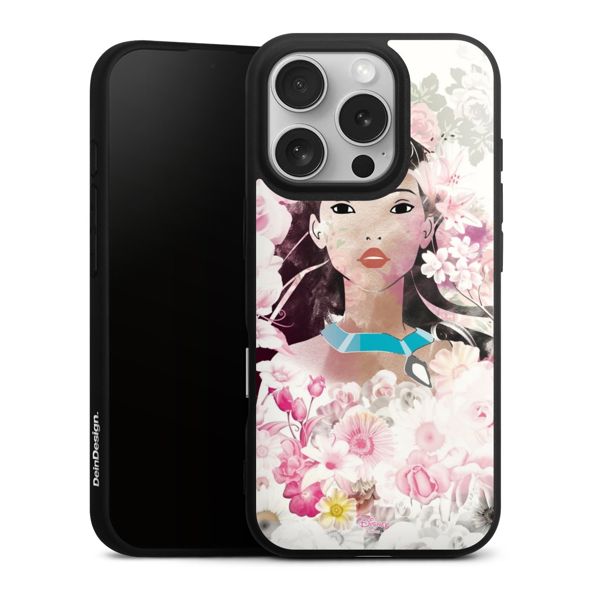 iPhone 16 Pro Handy Premium Silikon Hülle Handyhülle schwarz Case Pocahontas Official Licensed Product Disney Silikon Premium Case