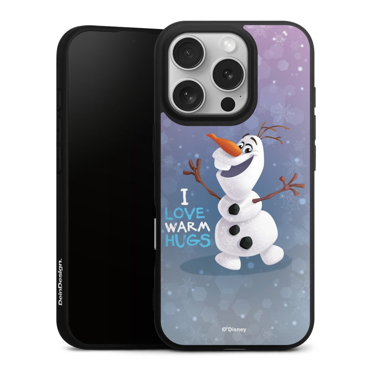 iPhone 16 Pro Handy Premium Silikon Hülle Handyhülle schwarz Case Frozen Frozen Olaf Official Licensed Product Silikon Premium Case