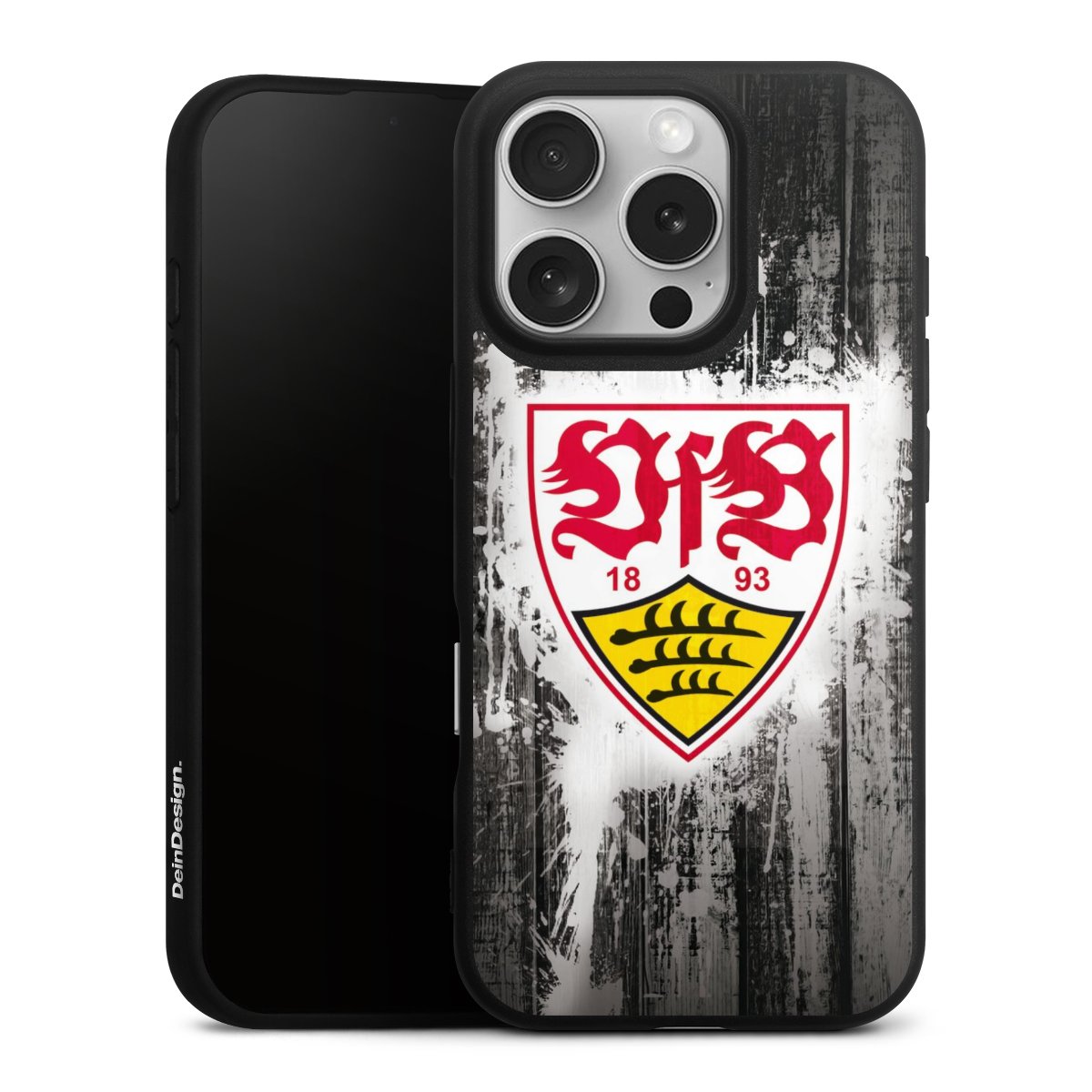 iPhone 16 Pro Handy Premium Silikon Hülle Handyhülle schwarz Case Vfb Stuttgart Official Licensed Product Silikon Premium Case